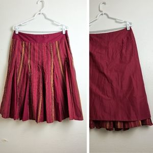 Midi Skirt Women's Size 8 Red Burgundy Stripe Fairycore Lining Vintage Y2K 90'